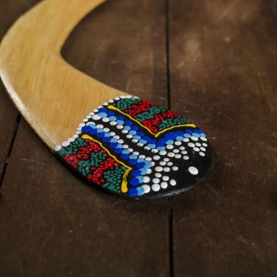 Сувенир "Бумеранг с точечной росписью" цвет натуральный 38х9х1 см, МИКС