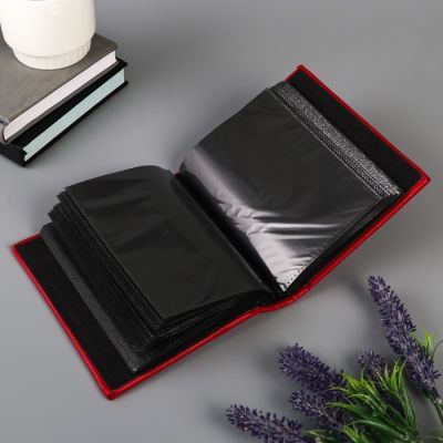 Фотоальбом на 100 фото 10х15 см "Классика" 2 золотых полоски МИКС