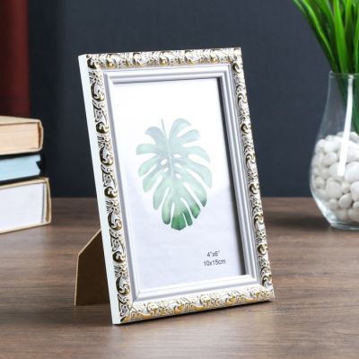 Фоторамка пластик 10х15 см "Валентайн" белая с золотым рисунком 18х13 см