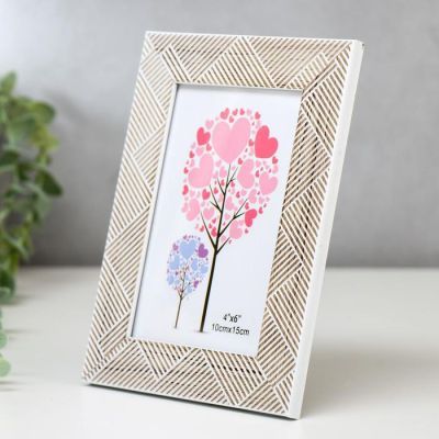 Фоторамка пластик 10х15 см "Полосатые треугольники" 19х14 см