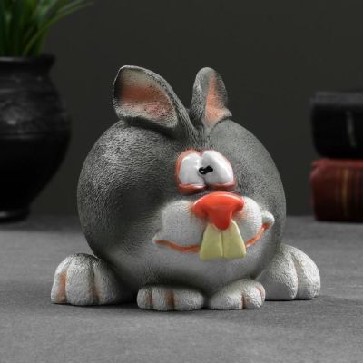 Копилка "Зайка" серый, 14х13х11см