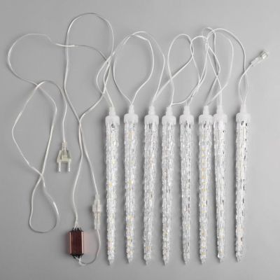 Гирлянда «Сосульки рифленые» 2.5 × 0.3 м, IP65, прозрачная нить, 192 LED, свечение зелёное с эффектом стекания, 12 В