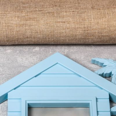 Фоторамка пластик на 2 фото 10х15 см "Дом и пальма" голубая 26,5х34 см