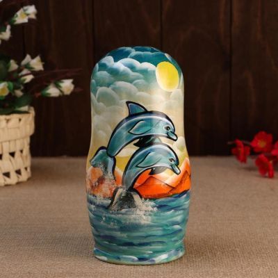 Копилка "Дельфины", 18см, ручная роспись