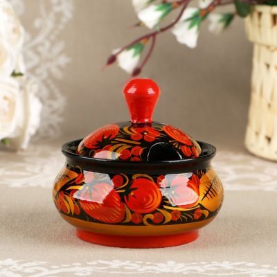 Чайница, 10×7 см, хохлома