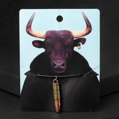 Кулон мужской "Пуля", цвет золотой в чернёном серебре, 42 см