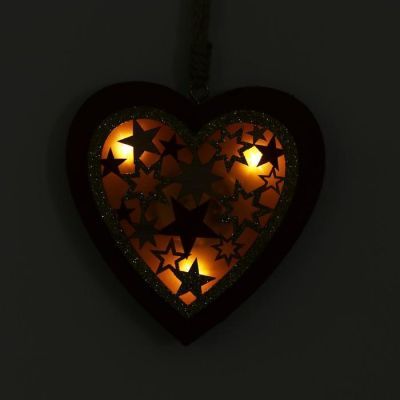 Новогодний декор с подсветкой «Сердце со звёздочками» 10.5×23 см