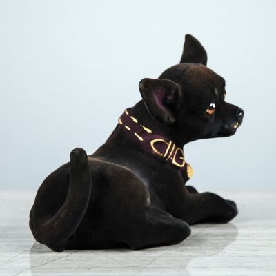 Копилка "Чихуахуа", флок, чёрный цвет, 16 см