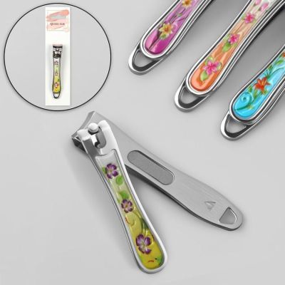 Кусачки-книпсер педикюрные, с пилкой, 8 см, рисунок МИКС