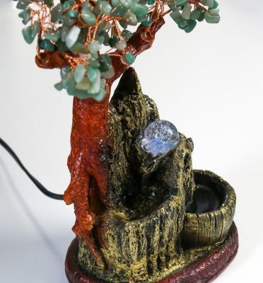 Фонтан с подсветкой "Дерево счастья из нефритовых камней, 240 камней" (h-32 см)