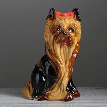 Копилка "Терьер", глазурь, коричневый цвет, 30 см
