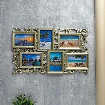 Фоторамка "Вьюн" на 6 фото 10х15 см, золото