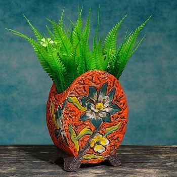 Кашпо фигурное "Цветок", на ножках 11,5*6,5*15,5см