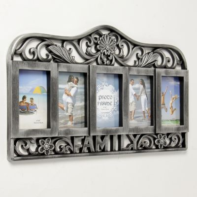 Фоторамка на 5 фото 10х15 см "Семейный медальон" тёмное серебро 34х59 см