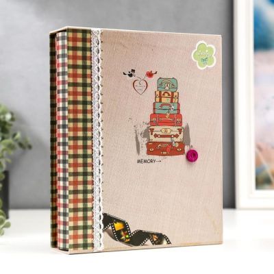 Фотоальбом на 100 фото 10х15 см "Чемоданы" в коробке МИКС 25,5х20,5х5,5см