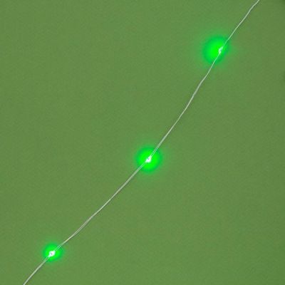 Гирлянда «Нить» 10 м роса, IP44, серебристая нить, 100 LED, свечение зелёное, 2 режима, солнечная батарея