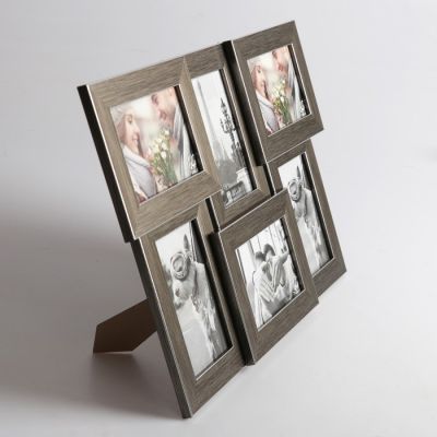 Фоторамка на 6 фото 10х15 см Еллоу Фото ПР-615-О "Сталь" с подставкой,  пластик
