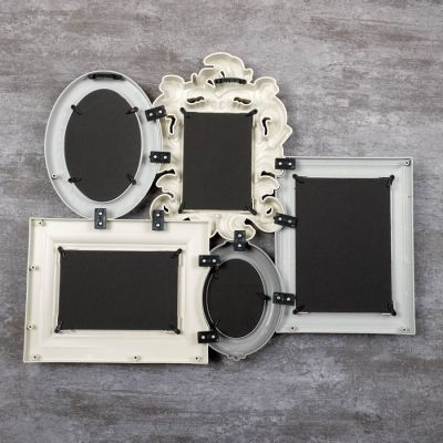 Фоторамка пластик на 5 фото 8х10, 9х13, 10х15, 13х18 см "Богема" бежево-серая 41х49 см