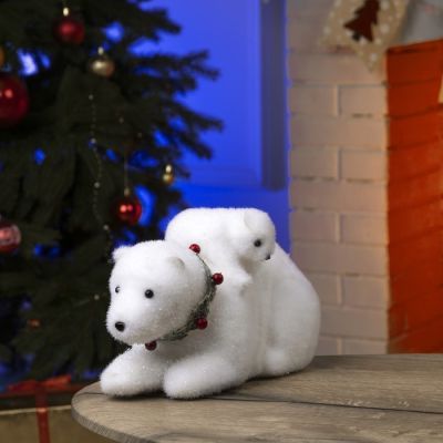 Светодиодная фигура «Медвежата» 26 × 16 × 16 см, флок, батарейки ААх2 (не в комплекте), свечение тёплое белое