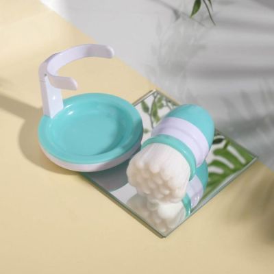 Щёточка-массажёр для умывания с подставкой "Захвачу твоё сердце" бирюзовый