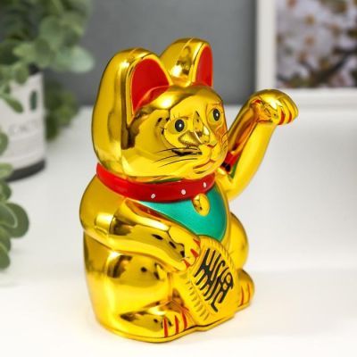 Сувенир "Кот Манэки-нэко", цвет золото