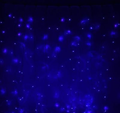 Гирлянда уличная УМС "Занавес" (Ш:2 м, В: 3 м, нить белая, синий)