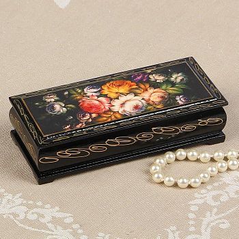 Шкатулка «Жостово», 14×6 см, лаковая миниатюра