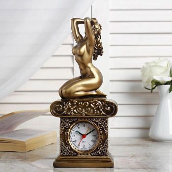 Часы настольные "Эвтерпа", цвет золото, 26х11.5х7.5 см микс