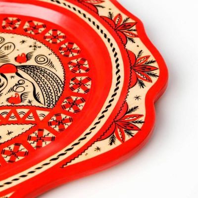 Поднос, малый, 29×21×1,5 см, мезенская роспись