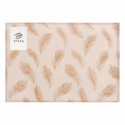 Салфетка "Перья" золото 30*45см,100% п/э