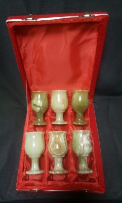Набор рюмок-стопочек из оникса h=10 см, d-5 см (6шт) в бархатной коробке