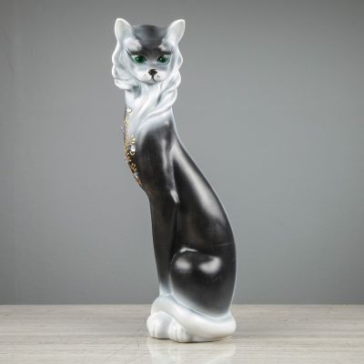 Копилка "Кошка Сиамская", акрил, серая, 43 см, микс