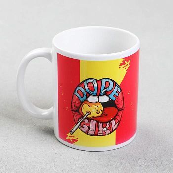 Кружка с сублимацией  "Dope girl" рот, 320 мл