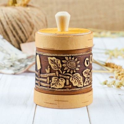 Туес «Подсолнушек», соль, 7×9 см, береста