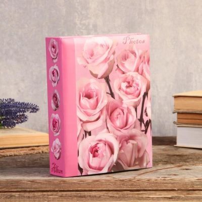 Фотоальбом на 192 фото 10х15 см "Розовые розы" 22,5х17,5х5,5 см