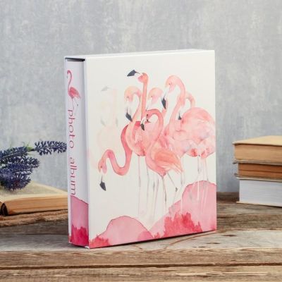 Фотоальбом на 200 фото 10х15 см "Фламинго акварелью" в коробке 26х21,5х5,5 см