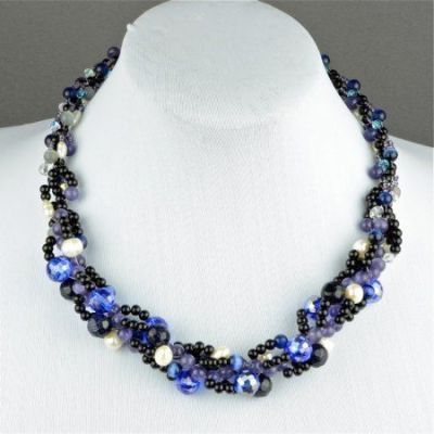 Авторские бусы Авантюрин, кошачий глаз, жемчуг "Богемия" арт.КАП-1248