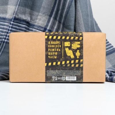 Набор "Настоящий мужчина", шарф, ремень, кошелек и наручные часы