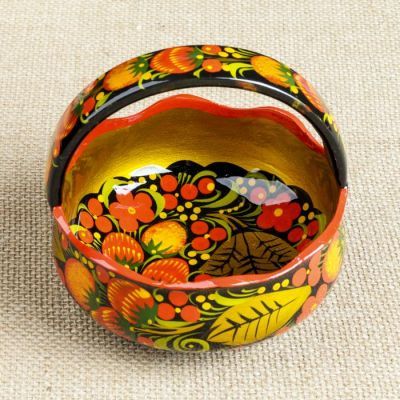 Конфетница «Корзинка», 13×13×15 см, хохлома