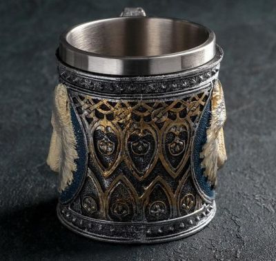 Пивная кружка «Волк», 400 мл (металл, с головой волка)  