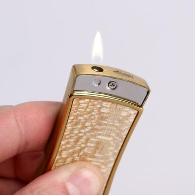 Зажигалка газовая, с вогнутыми боками, декоративная вставка, , 3х6.5 см