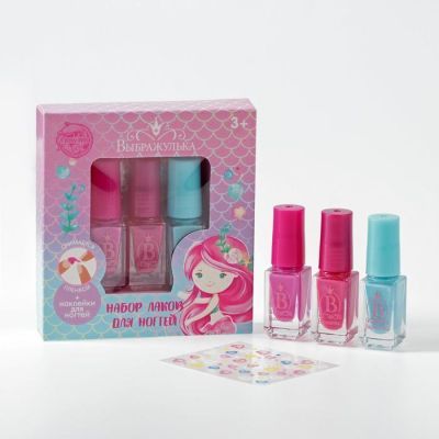 Набор детских лаков «Милая русалка» 3 шт. по 6 мл. (МИКС наклеек)