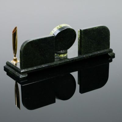 Набор письменный «Змеевик»: часы, подставка для ручки