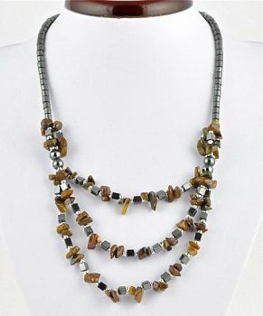 Колье Гематит,Тигровый Глаз "Гирлянда" арт.2332