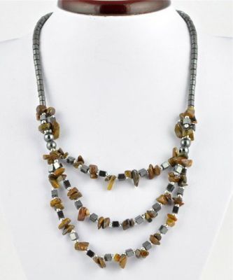 Колье Гематит,Тигровый Глаз "Гирлянда" арт.2332