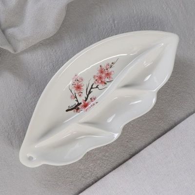 Менажница "Листопад" белая с деколью, 28,5 см, микс