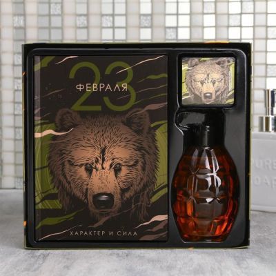 Набор "Характер и сила" гель для душа граната 250 мл аромат парфюма, ежедневник, мыло