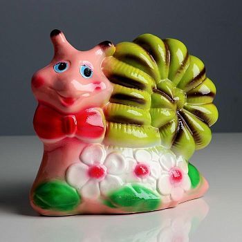 Копилка "Улитка на полянке", глянец, разноцветная, 18 см