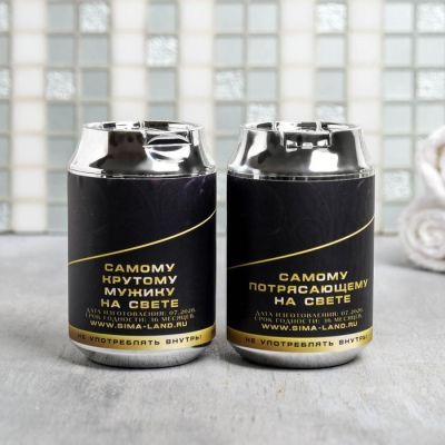 Набор «Настоящий мужик» гель и шампунь банка пива 250 мл аромат слмвочного пива, полотенце