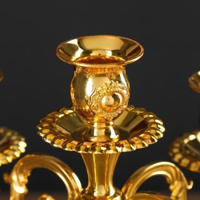 Подсвечник металл на 5 свечей "Розовый вечер" цвет золото 20,5х21х21 см